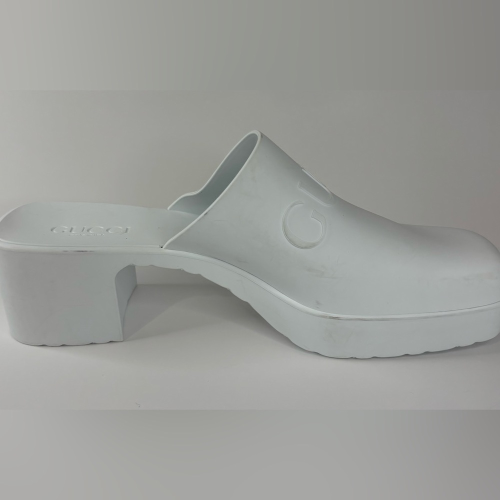 Gucci Women's White Platform Rubber Mules - Picture 8 of 10